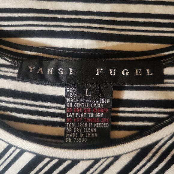 Yansi Fugel Women's Multi Directional Stripe Sleeveless Top Black/White - Size L - Picture 5 of 8
